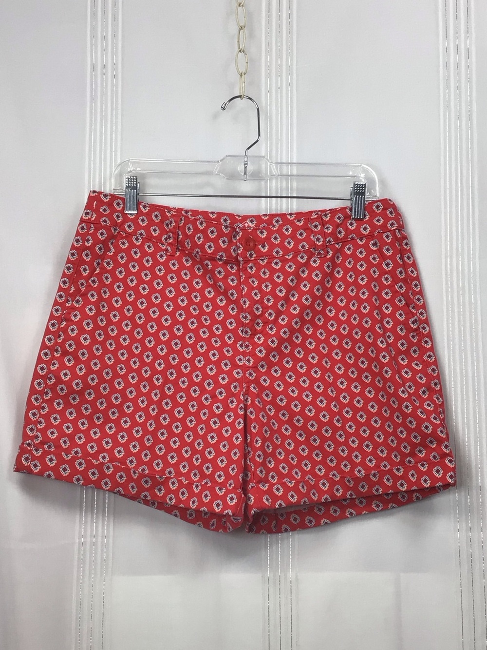⛵️ St. John's Bay Red Ava Geo Printed Shorts Cuffed with Pockets Sz.10